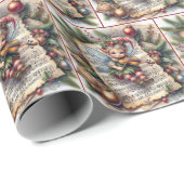 クリスマス遊小妖精や小人のバイオリン ラッピングペーパー (ロールコーナー)