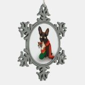 クリスマス運ストッキングスノーフレークのパックスヘイイ スノーフレークピューターオーナメント (左)