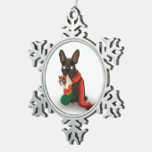 クリスマス運ストッキングスノーフレークのパックスヘイイ スノーフレークピューターオーナメント (右)