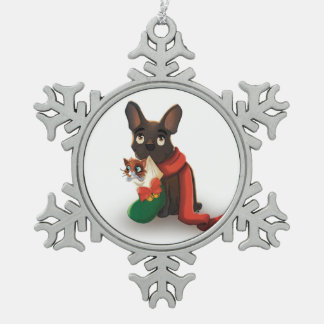 クリスマス運ストッキングスノーフレークのパックスヘイイ スノーフレークピューターオーナメント