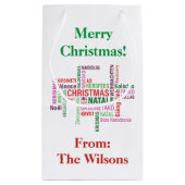 クリスマス違う言語ワードクラウドカスタム スモールペーパーバッグ (裏面)