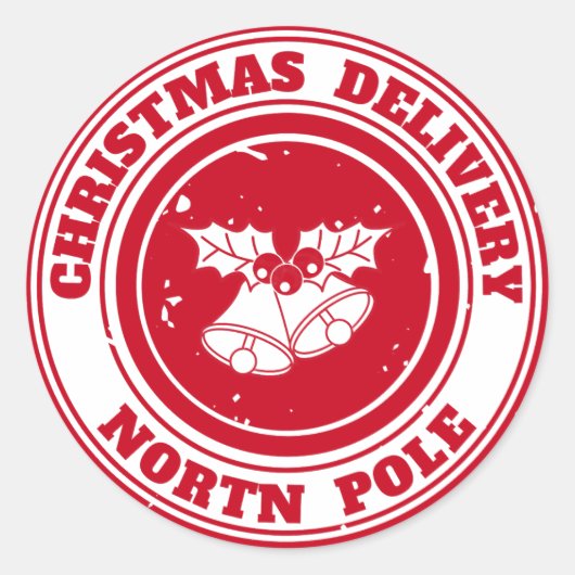 クリスマス配達の北極 ラウンドシール (正面)