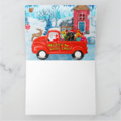 クリスマス配達トラックに座るダックスフンドの犬の雪 カード (内部)