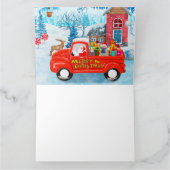 クリスマス配達トラックの雪の中のフレンチブルドッグ カード (内部)