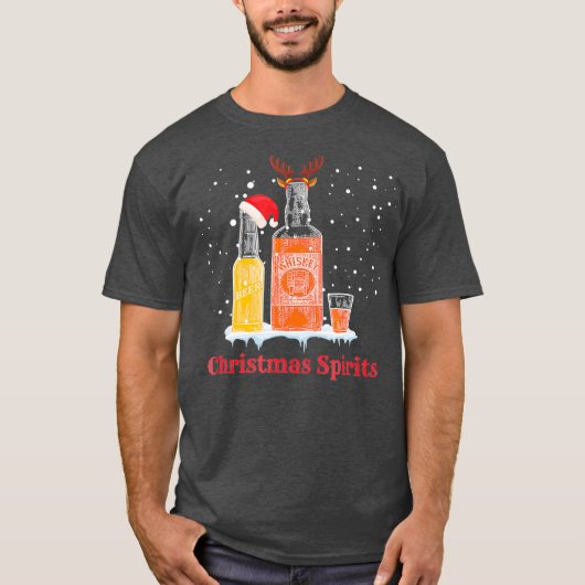 クリスマス酒おもしろい飲み Tシャツ (正面)