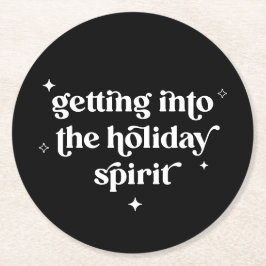 クリスマス酒に酔い付く ラウンドペーパーコースター
