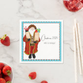 クリスマス酒を飲むサンタ スタンダードカクテルナプキン (インサイチュ)