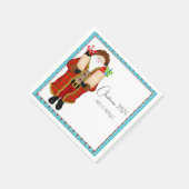 クリスマス酒を飲むサンタ スタンダードカクテルナプキン (角)