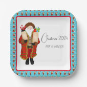 クリスマス酒を飲むサンタ ペーパープレート (正面)