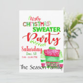 クリスマス醜いスウェーター パーティー招待状 招待状 (スタンド正面)
