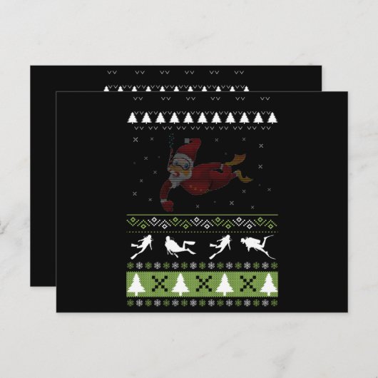 クリスマス醜いスキューバダイビングダイバークリスマスPj Pajama ポストカード (正面/裏面)