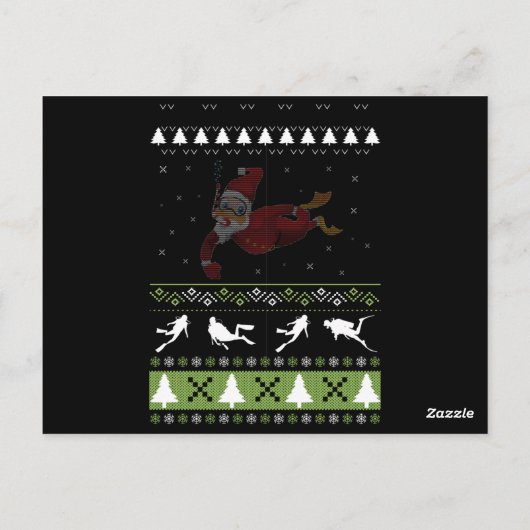 クリスマス醜いスキューバダイビングダイバークリスマスPj Pajama ポストカード (裏面)