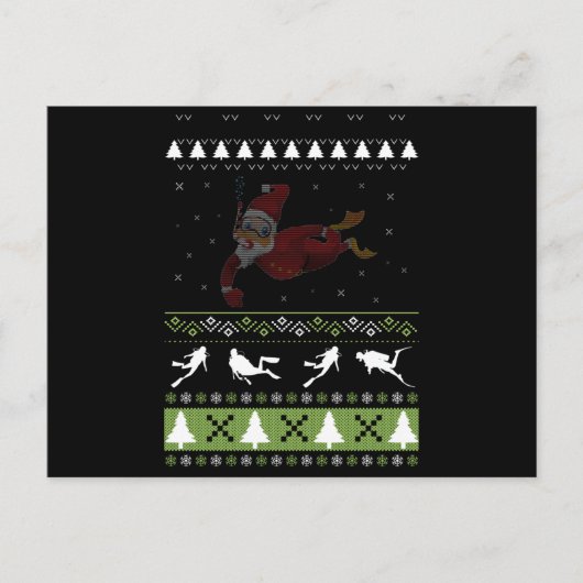 クリスマス醜いスキューバダイビングダイバークリスマスPj Pajama ポストカード (正面)