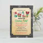 クリスマス醜いセーターのジャンパーパーティーディナー招待状 招待状 (スタンド正面)
