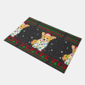 クリスマス醜いセータークリスマスライトコルギドッグ恋人 ドアマット (アングル)