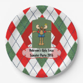 クリスマス醜いセーターパーソナライズされたパーティー ペーパープレート (正面)