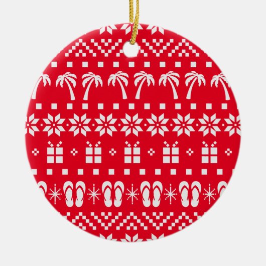 クリスマス醜いセータービーチ恋人 セラミックオーナメント (正面)