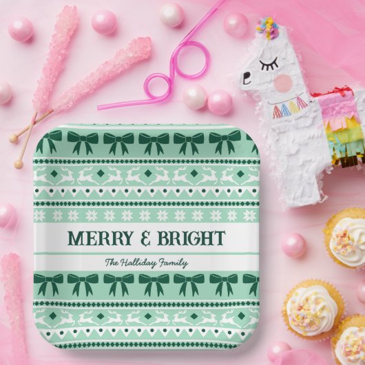 クリスマス醜いセーター家族名造幣局グリーン ペーパープレート (パーティー)