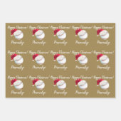 クリスマス野パーソナライズされた球スポーツサンタラップ ラッピングペーパーシート (正面2)