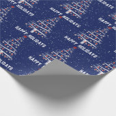 クリスマス野球とレッドソックスの木 ラッピングペーパー (角)