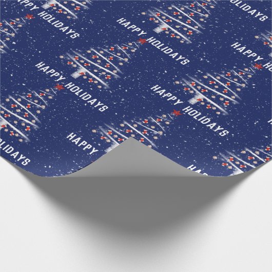 クリスマス野球とレッドソックスの木 ラッピングペーパー (角)