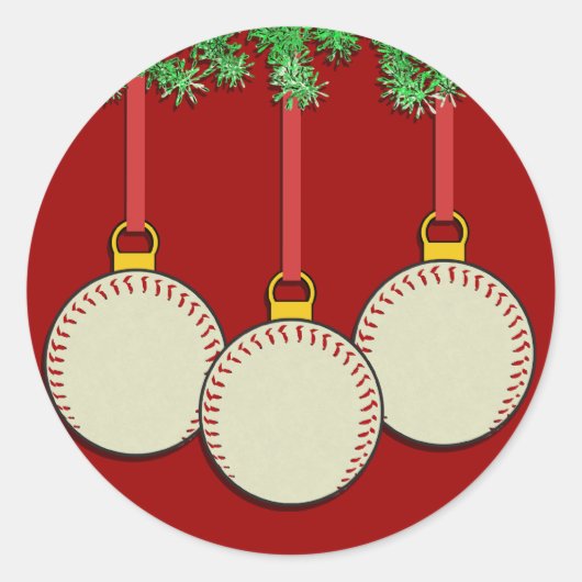 クリスマス野球のシール ラウンドシール (正面)