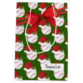 クリスマス野球のパターン ミディアムペーパーバッグ (裏面)