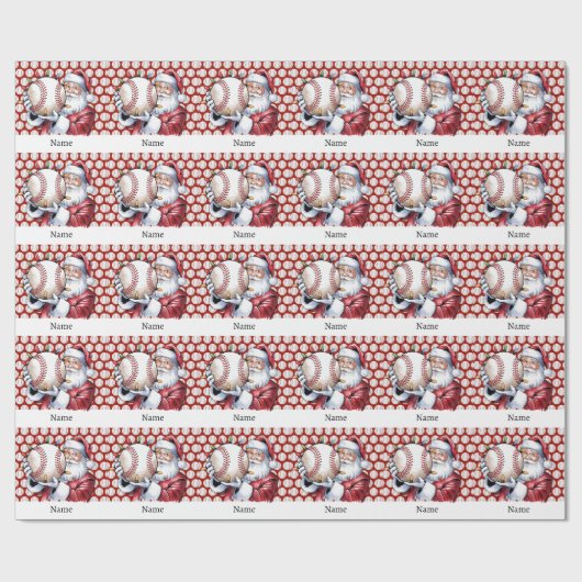 クリスマス野球の名前子供へ ラッピングペーパー (フラット)