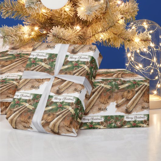 クリスマス野球の名前子供へ ラッピングペーパー (クリスマス)