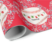 クリスマス野球の名前子供へ ラッピングペーパー (ロールコーナー)
