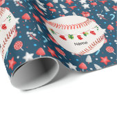 クリスマス野球の名前子供へ ラッピングペーパー (ロールコーナー)