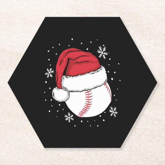 クリスマス野球クリスマスサンタ・スポーツ愛好家ギフト ペーパーコースター (正面)