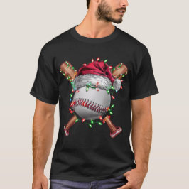 クリスマス野球サンタスポーツXmasホリデー Tシャツ