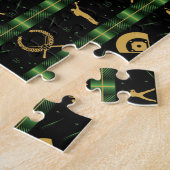 クリスマス野球選手 – グリーンチェック ジグソーパズル (側面)