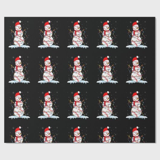 クリスマス野球雪だるまサンタクリスマスライトB ラッピングペーパー (フラット)