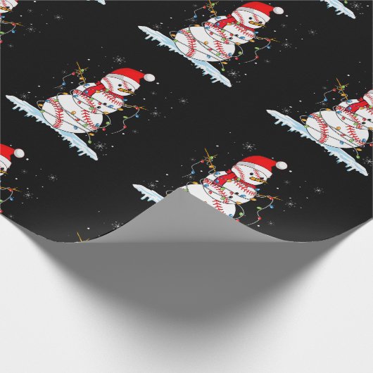 クリスマス野球雪だるまサンタクリスマスライトB ラッピングペーパー (角)