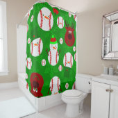 クリスマス野球雪だるまトナカイ雪片 シャワーカーテン (インサイチュ)