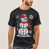 クリスマス野球雪だるまボーイズ野球クリスマス Tシャツ (正面)