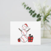 クリスマス野球雪だるま おもしろい シーズンポストカード (スタンド正面)