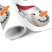 クリスマス野球雪だるま ラッピングペーパー (ロールコーナー)