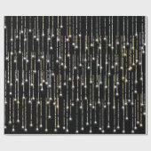 クリスマス金ゴールドとシルバーきらめくライト ラッピングペーパー (フラット)