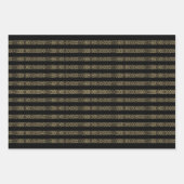 クリスマス金ゴールドとブラックアンティークレースパターン ラッピングペーパーシート (正面2)