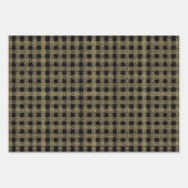 クリスマス金ゴールドとブラックアンティークレースパターン ラッピングペーパーシート (正面)