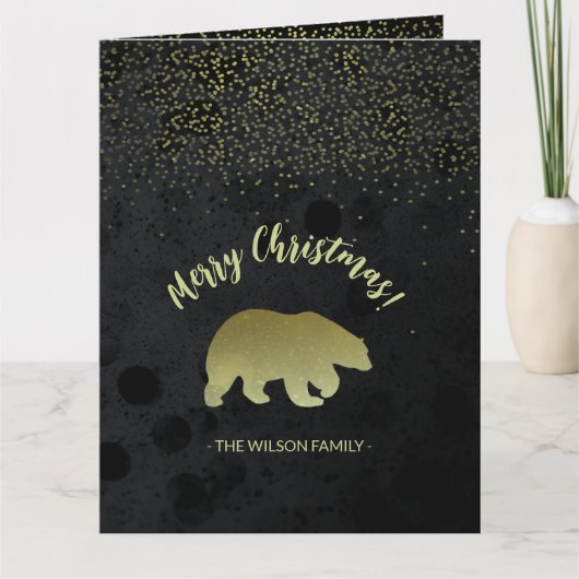 クリスマス金ゴールドとブラックナイトスカイとゴールデンベア カード (正面)