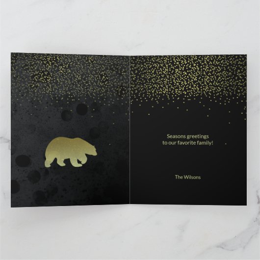 クリスマス金ゴールドとブラックナイトスカイとゴールデンベア カード (内部)