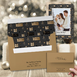 クリスマス金ゴールドとブラック 封筒