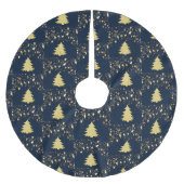 クリスマス金ゴールドの星と木(バウブル付き) ブラッシュドポリエステルツリースカート (正面)