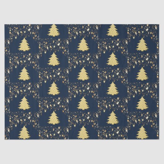 クリスマス金ゴールドの星と木(バウブル付き) 薄葉紙 (正面)