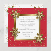 クリスマス金ゴールドの雪片 招待状 (正面/裏面)