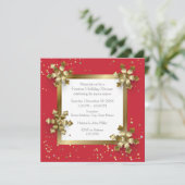 クリスマス金ゴールドの雪片 招待状 (スタンド正面)